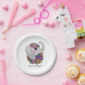 Wasserfarbenlephant mit wilden Blume Pappteller (Party)