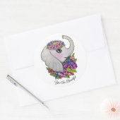 Wasserfarbenlephant mit wilden Blume Runder Aufkleber (Umschlag)