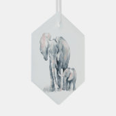 Wasserfarbenlephant Parent Wildlife Tierart Ornament Aus Glas (Vorderseite Rechts)