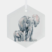 Wasserfarbenlephant Parent Wildlife Tierart Ornament Aus Glas (Rückseite)