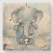 "Wasserfarbenlephant" Steinuntersetzer (Vorderseite)