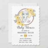 Wasserfarbenlephe mit gelben Ohren Babydusche Einladung (Vorderseite)