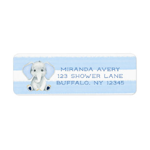 Wasserfarbenlephon mit Blauer Streifen Babydusche