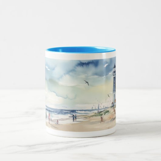 Wasserfarbenleuchte im Sommer Zweifarbige Tasse (Mittel)