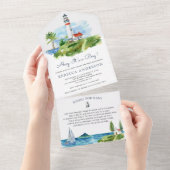 Wasserfarbenleuchte Leuchtturm Kinderdusche All In One Einladung (Abreißen)