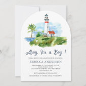 Wasserfarbenleuchte Leuchtturm Kinderdusche für Wa Einladung (Vorderseite)