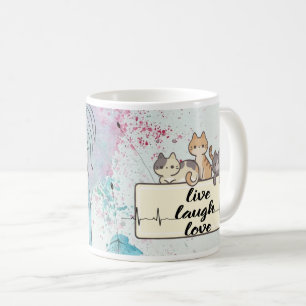Wasserfarbenleuchter Katze - Whimsikfarbene Kunst Kaffeetasse