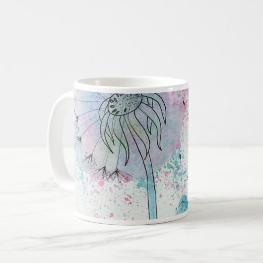 Wasserfarbenleuchter Katze - Whimsikfarbene Kunst Kaffeetasse (Vorderseite Links)