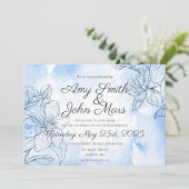 Wasserfarbenlily ist in Blau Einladung (Stehend Vorderseite)