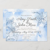 Wasserfarbenlily ist in Blau Einladung (Vorne/Hinten)