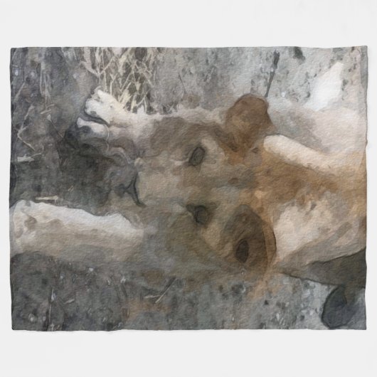 Wasserfarbenlioness Fleecedecke (Vorderseite (Horizontal))