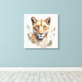 Wasserfarbenlioness Leinwanddruck (Insitu (Holzboden))
