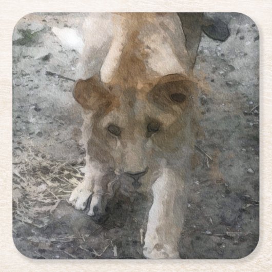 Wasserfarbenlioness Rechteckiger Pappuntersetzer (Vorderseite)