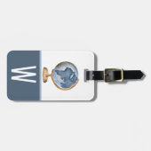 Wasserfarbenlobe, blau, weiß, braun, Anfangsbuchst Gepäckanhänger (Vorderseite horizontal)