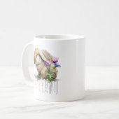 Wasserfarbenlope Bunny Rabbit mit Blume Kaffeetasse (Vorderseite Links)