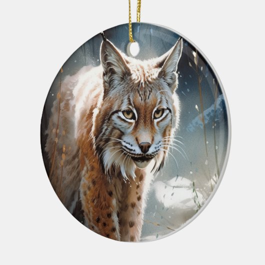 WasserfarbenLynx Keramik Ornament (Links)