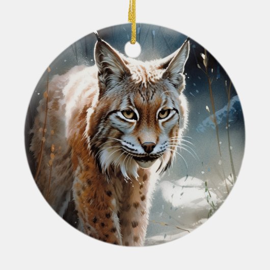 WasserfarbenLynx Keramik Ornament (Hinten)