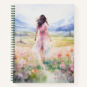 Wasserfarbenmädchen auf der Wiese Notizblock (Vorderseite)