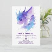 Wasserfarbenmagie: Drache zum Geburtstag Einladung (Stehend Vorderseite)