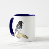 Wasserfarbenmagpie, Vogel, Natur, Wildnis, Garten Tasse (Vorderseite Links)