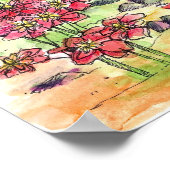 Wasserfarbenmalerei auf dem Teich Vögel Kunst Poster (Ecke)