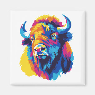 Wasserfarbenmalerei Bison-Porträt-Illustration Magnet