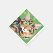 Wasserfarbenmalerei einer Schildpattkatze Serviette (Ecke)