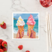 Wasserfarbenmalerei Eiscreme Strand Ozean Serviette (Beispiel)