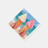Wasserfarbenmalerei Eiscreme Strand Ozean Serviette (Ecke)