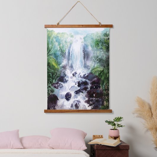 Wasserfarbenmalerei im Dunkeln Wandteppich Mit Holzrahmen (Schlafzimmer)