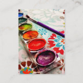 Wasserfarbenmalerei und Pinsel auf Blume Visitenkarte (Rückseite)