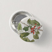 Wasserfarbenmalerei von Stechpalme, Hannah Borger Button (Vorne & Hinten)