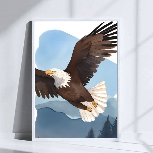 Wasserfarbenmalerei Weißkopfseeadler Poster