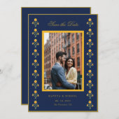 Wasserfarbenmarigold auf dem Foto der Marine Save  Save The Date (Vorne/Hinten)