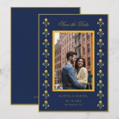 Wasserfarbenmarigold auf dem Foto der Marine Save  The Date (Vorne/Hinten)