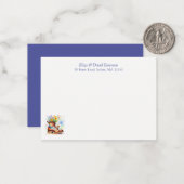 WasserfarbenMaus mit Wildblume-Boot Mitteilungskarte (Vorderseite/Rückseite Beispiel)