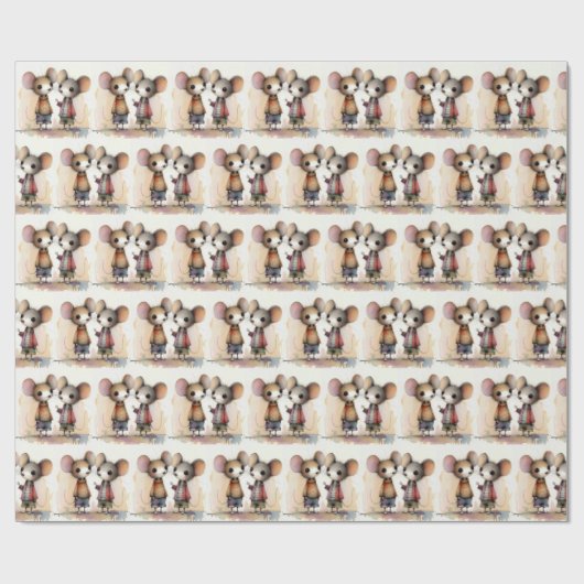 Wasserfarbenmäuse Geschenkpapier (Flach)