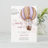 Wasserfarbenmäuse in einer Luftballon-Genderoffenb Einladung (Stehend Vorderseite)