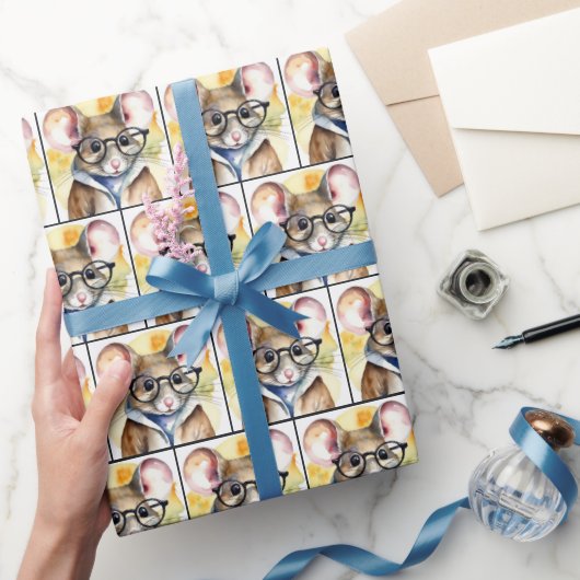 Wasserfarbenmäuse mit Brille Geschenkpapier (Schenken)