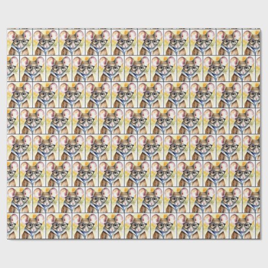 Wasserfarbenmäuse mit Brille Geschenkpapier (Flach)