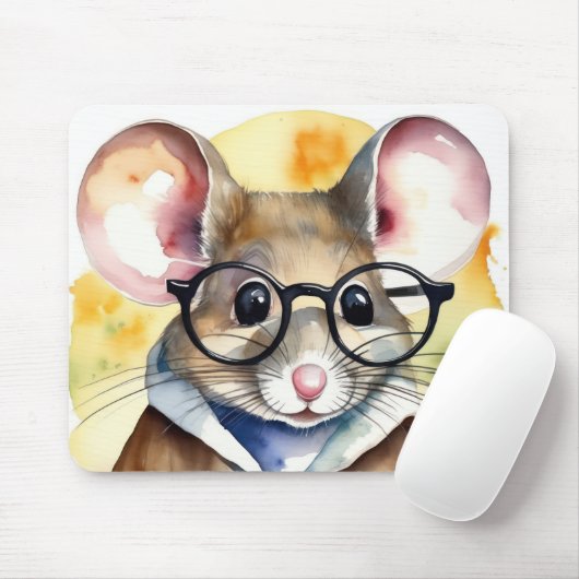 Wasserfarbenmäuse mit Brille Mousepad (Mit Mouse)