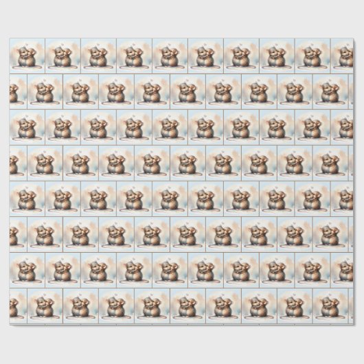 Wasserfarbenmäuse - Umarmung Geschenkpapier (Flach)