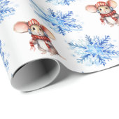 Wasserfarbenmäuse und Schneeflocken Geschenkpapier (Rolleneckpunkt)