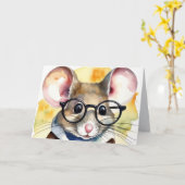 Wasserfarbenmäuse zum Geburtstag mit Brille Karte (Gelbe Blume)