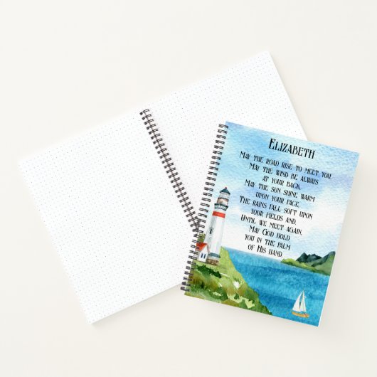 Wasserfarbenmeer Irish Sessing Gedicht weg Geschen Notizblock (Innenseite)