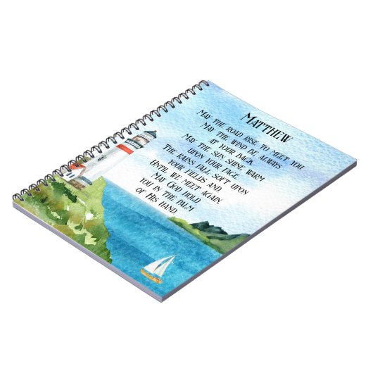 Wasserfarbenmeer Irish Sessing Gedicht weg Geschen Notizblock (Linke Seite)