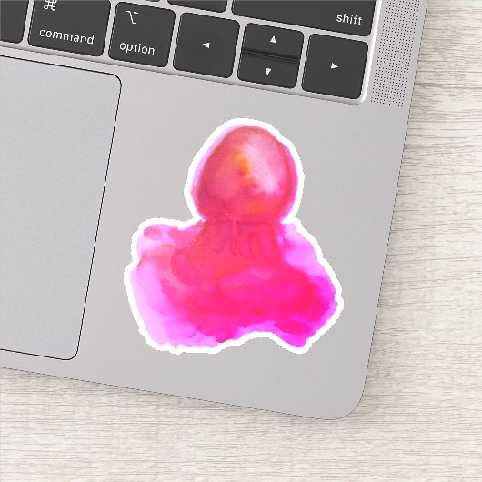 Wasserfarbenmeer Kreatur Hot Pink Jellyfish Aufkleber (Detail)