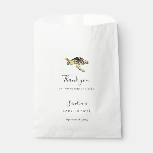 Wasserfarbenmeerschildkröte Kinderdusche Gefallen Geschenktütchen (Vorderseite)