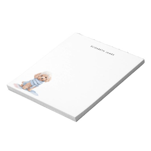 Wasserfarbenminiatur Apricot Poodle Welpenhund Notizblock (Rotiert)