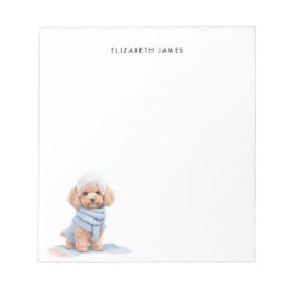 Wasserfarbenminiatur Apricot Poodle Welpenhund Notizblock